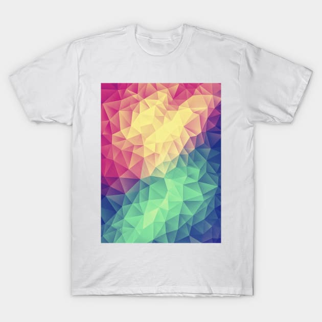 Abstract Multi Color Cubizm Painting (Color Bomb - Low Poly Pattern) T-Shirt by badbugs